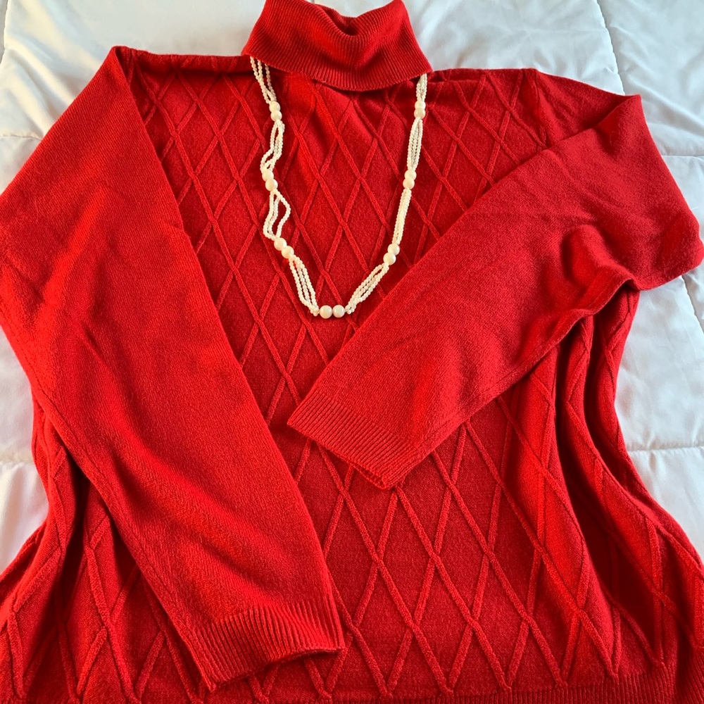 Jessica Moore red turtleneck sweater